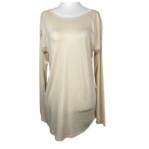 Lilla P Womens Blouse XS Beige Long Sleeve Ladies Open Back Top